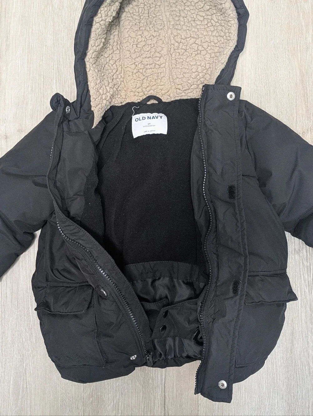 Old Navy Toddler Boy 3T Black Puffer Warm Winter Coat Jacket